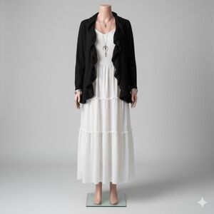 Vintage 100% Wool Black Cardigan Jones New York Size M Poetcore Vampire Witchy